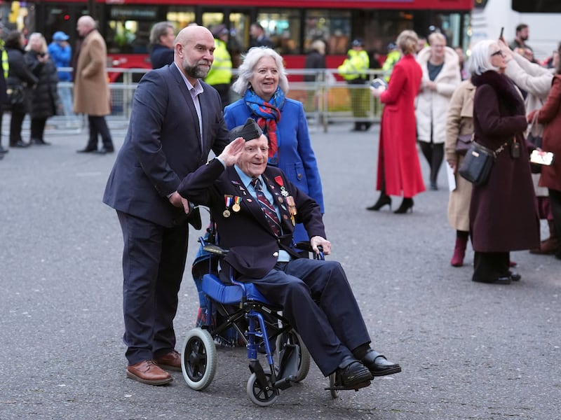 D-Day veteran and Royal British Legion ambassador Bernard Morgan arrives for the service