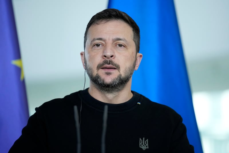 Ukraine’s president Volodymyr Zelensky has been on a tour of Europe, visiting Berlin, London and Rome (Ebrahim Noroozi/AP)