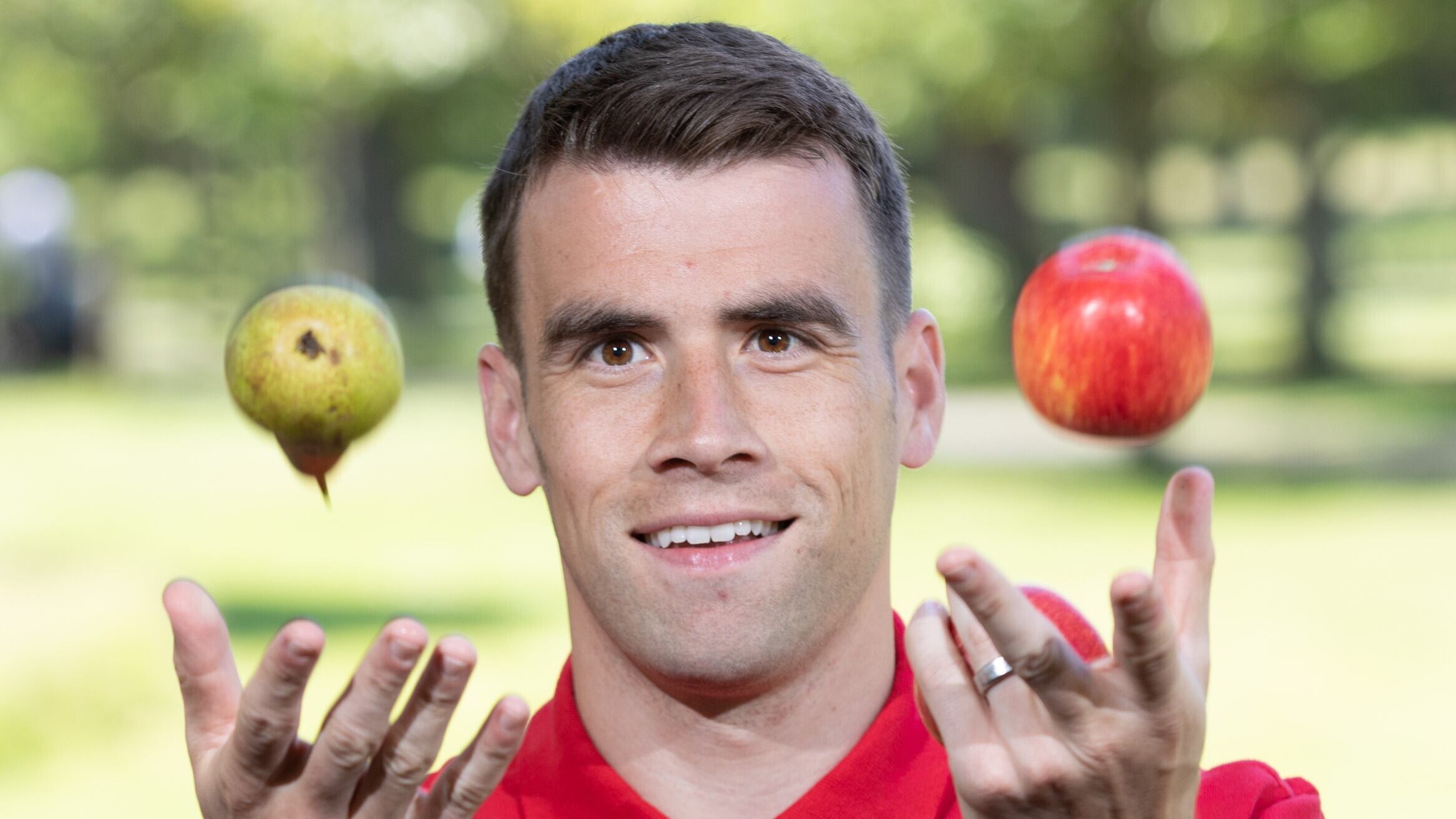 No toffee apples?: Seamus Coleman, Republic of Ireland captain, launching SPAR’s Better Choices Back to School campaign