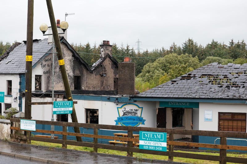 Damage to the Railway Bar and Steam Dining restaurant following Wednesday morning's arson attack.