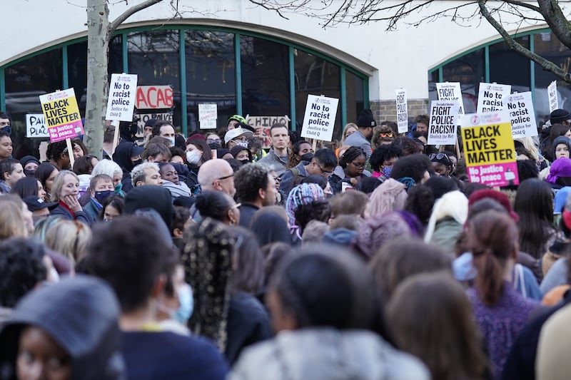 A demonstration outside Stoke Newington Police Station over the treatment of Child Q